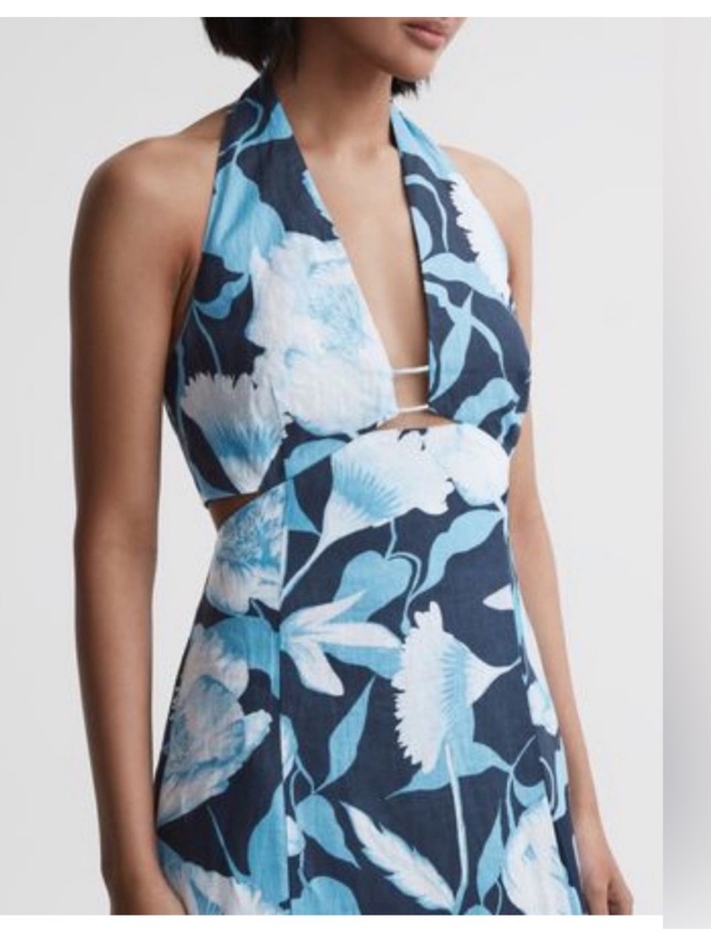 NWT: Kaia Floral Dress by Reiss Blue and White Floral Halter Dress